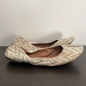 Lucky Brand white and cream chevron ballet flats